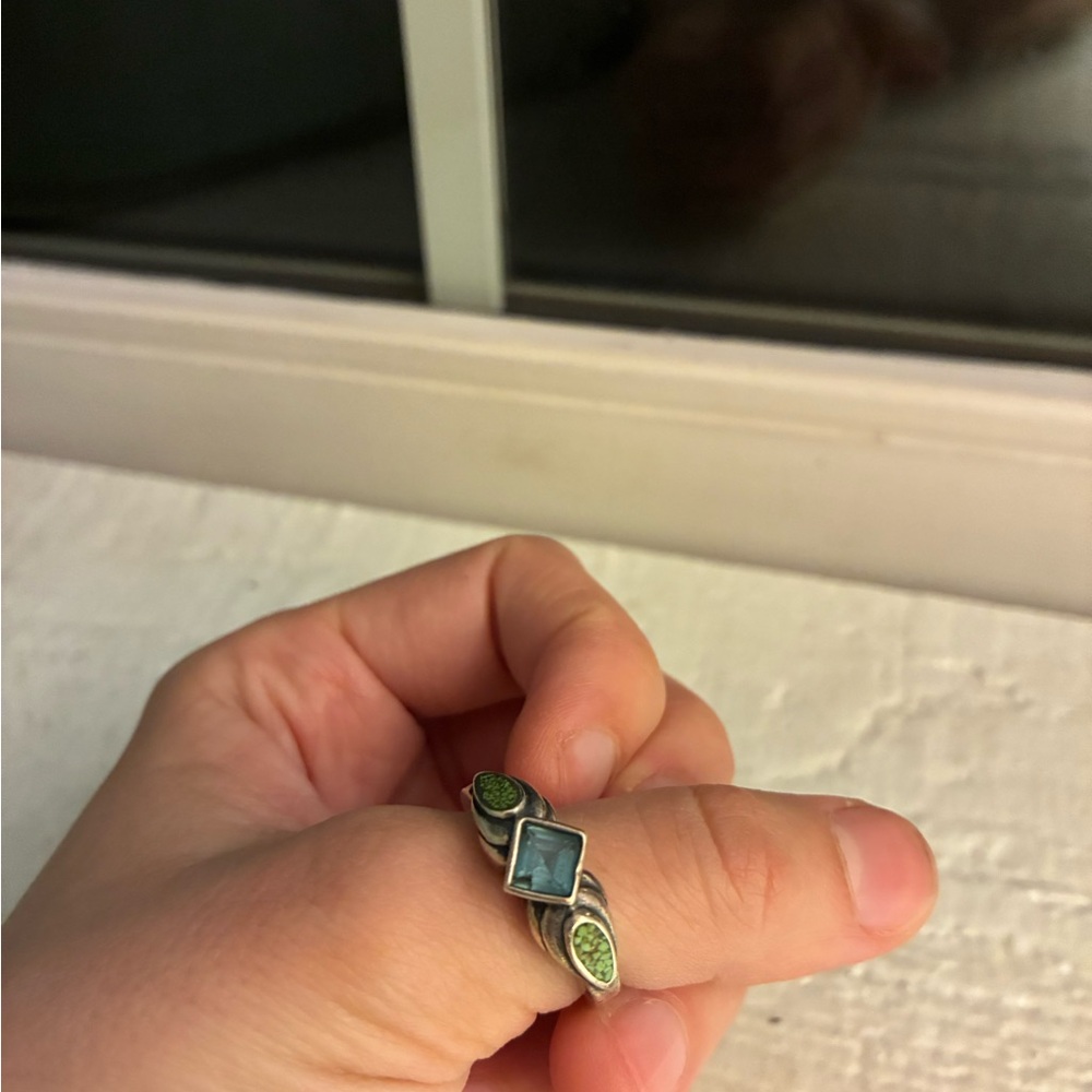 Vintage Avon Topaz & Australian Lime Sterling Silver 925 Ring